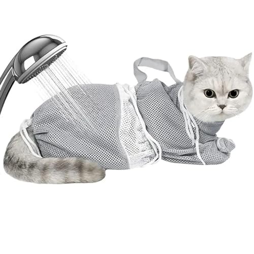 VADO VLTRA Katzen-Waschbeutel, Katzendusche & Badesack für 1 Set, Katzenpflegesack zum Baden, Nageltrimmen, Ohrenreinigung, Medizin Fütterung, Katzenwaschbeutel Anti-Kratzer Anti-Biss (Grau) von VADO VLTRA
