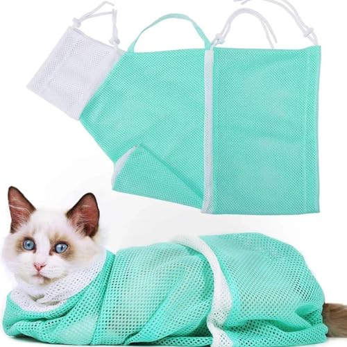 VADO VLTRA Katzen-Waschbeutel, Katzendusche & Badesack für 1 Set, Katzenpflegesack zum Baden, Nageltrimmen, Ohrenreinigung, Medizin Fütterung, Katzenwaschbeutel Anti-Kratzer Anti-Biss (Grün) von VADO VLTRA
