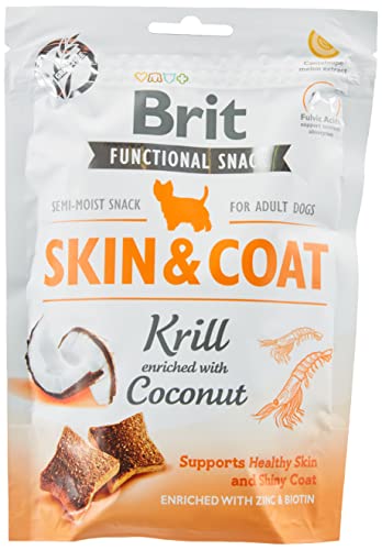 VAFO Praha s.r.o. Brit Dog Snacks für Hunde, 150 g, Snack Skin & Coat Krill Coconut von Brit