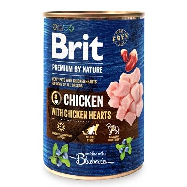 VAFO PRAHA s.r.o. Premium Britisches Nassfutter von Natur pusz.800g Hühnerherzen, Blaubeeren / 6 von Brit
