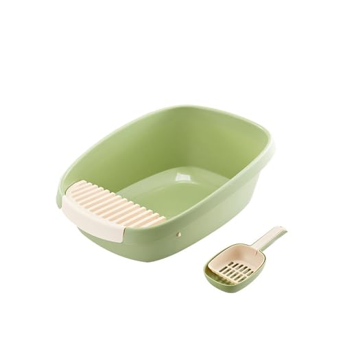 Katzentoilette Große Katzentoilette mit Streuschaufel, Katzentoilette mit Spritzschutz for Katzen, die Platz for 529 Unzen Katzen bietet Katzen Zubehör (Color : Green, Size : B) von VALCLA