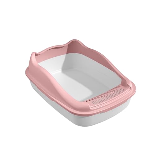 Katzentoilette Halbgeschlossene große Katzentoilette, verdickte, spritzwassergeschützte Katzentoilette, abnehmbare Katzentoilette, leicht zu reinigen Katzen Zubehör (Color : Pink, Size : B) von VALCLA