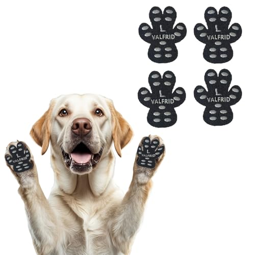 VALFRID Pfotenschoner Anti-Rutsch Premium - rutschfeste Hundepfoten-Pads für Parkett & Laminat - Selbstklebende Pfotenprotektoren als Alternative zu Hundesocken/Schuhen 60 Stück (15 Sets) L von VALFRID