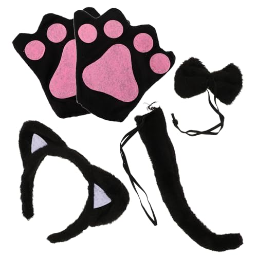 VALICLUD 1 Satz Katzenohrhaar -Reisanzüge Fliege- Halloween-Katzenohren Ohr-Stirnband für Party Katzenkostüm für Mädchen Halloweenkostüm Kostüm für Katzen Tierstirnband Plastik Schwarz von VALICLUD