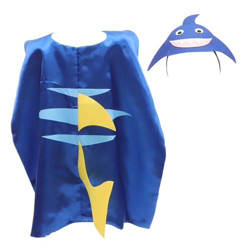 VALICLUD 1Pc Halloween Kinderumhang Tierumhang Halloween Tierkostüm Haifischmütze Halloween Cosplay Umhang Haifischkostüm Outfit Halloween Kostüme Blaues Tuch von VALICLUD