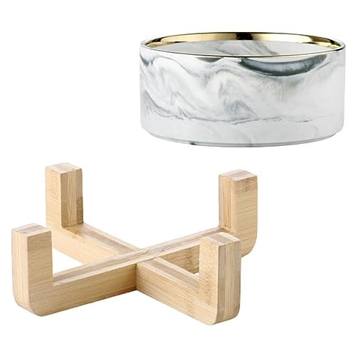 VALICLUD Marmorierte Katzenschüssel mit Holzständer – 1 Satz Keramik für Futter und Wasser Nordisches Design für Katzen und Kleine Hunde VALICLUD Marmorierte Katzenschüssel mit Holzständer – 1 Satz Keramik für Futter und Wasser Nordisches Design für Katzen und Kleine Hunde von VALICLUD