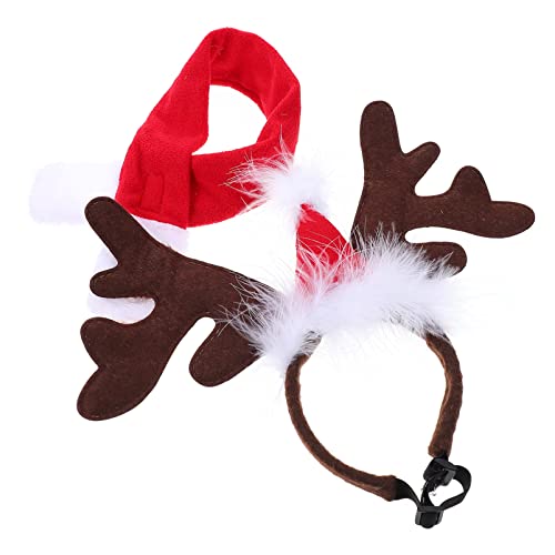 VALICLUD 1satz Weihnachtskostüm Für Haustiere Teiliges Festliches Haarband Und Schal Für Hunde Und Katzen Wiederverwendbar Gemütlich Für Weihnachtsfeiern Und Fotoshootings von VALICLUD