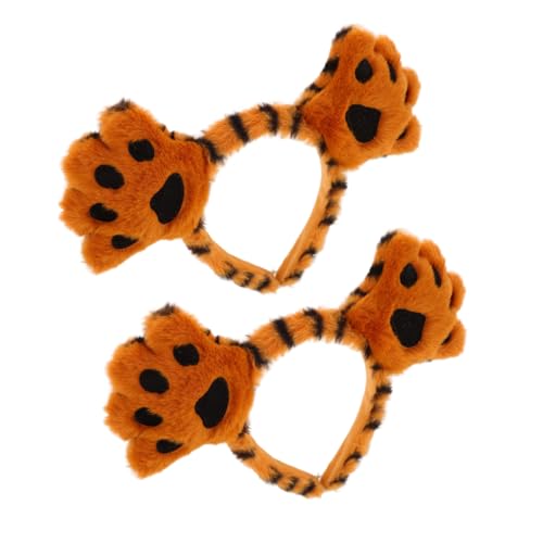 VALICLUD 2 Stück Tiger Klauenhaarband Cosplay Tierstirnband Tiger-Requisiten Halloween-Ohren Karikatur Party Tigerohren Frauen Halloween Stirnband Plüsch Light Brown von VALICLUD