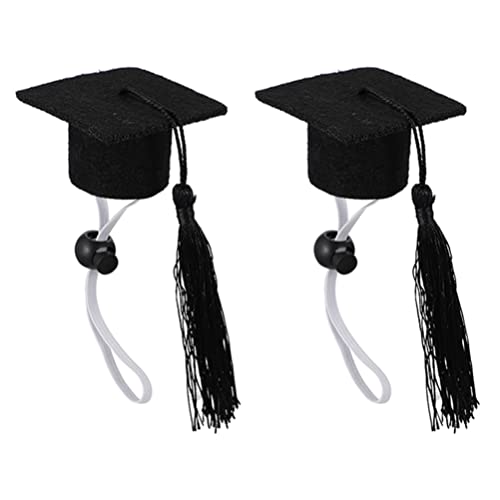 VALICLUD 2PCS PET Graduation Caps Mini Abschlusshut für Katzen Einstellbare Kleine Hunde- Abschlusskappen Pet Supplies Abschlussgeschenk 2022 Abschlussdekoration (Schwarz) von VALICLUD