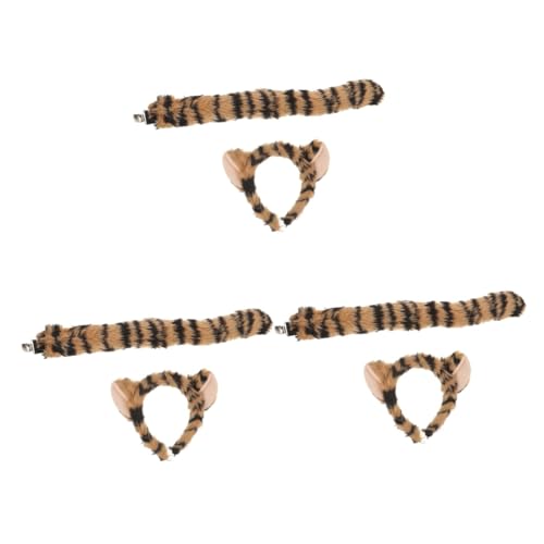 VALICLUD 3 Sets Tierohren Set Fuchsohren Cosplay Katzenkostüm Plüsch Stirnbänder Pelzige Outfits Das Tier Stirnband Requisiten Tierohr Haarband Performance Requisiten von VALICLUD