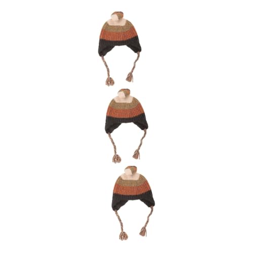 VALICLUD 3 Stück Strickmütze mit Ohrenklappen Wickeln für Damen kalt gestrickt winterhaube hutschachtel diehüte mützen Knitwear Warm Strickhut warme Strickmütze Frauen warme Mütze Garn von VALICLUD