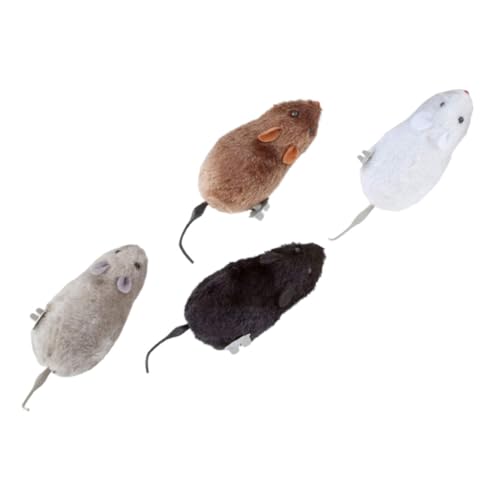 VALICLUD 4 Stück Teiliges Aufziehbare Plüschmäuse Lustige und Realistische Kuschelspielzeuge für Katzen Langlebig Sicher und Interaktives Katzenspielzeug Zufällige Farbe Zufällige Farbe von VALICLUD