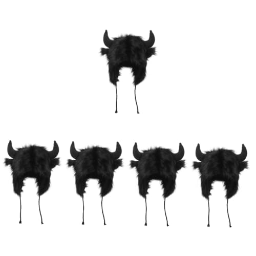 VALICLUD 5 Stück Hut Mit Großen Hornohren Kappe Party Lustig Tierhüte Für Erwachsene Mütze Frauen Warme Damenmütze Mütze Für Frauen Warme Mütze Netter Hut Damenmützen Black Polyester von VALICLUD