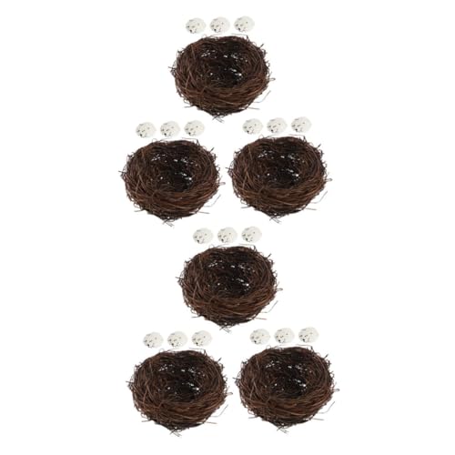VALICLUD 6Er-Set Handgefertigte Dekoration des Vogelnestes Rattan Bird House Künstliches Vogelnest aus Rattan Geflochtenes Vogelnest für den Außenbereich Schaum Kaffee von VALICLUD