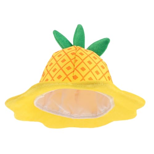 VALICLUD Ananashut Kopfschmuck Für Hunde Ananaskostüm Bananenkostüm Für Erdbeer Häkelmütze Apfelkostüm Für Lustiges Kostüm Ananas Eimerhut Obstpartyhüte Polyester Gelb von VALICLUD