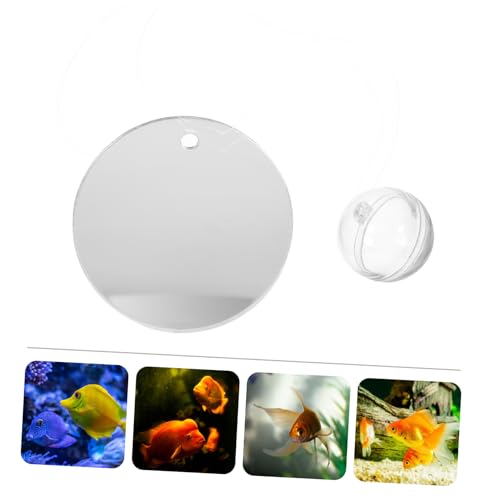 VALICLUD Betta Trainingsspiegel Acrylglas Schwimmender Aquariumspiegel mit Dekorativem Ball Langlebig Geeignet für Süß und Fischbecken Dekoration und Betta Fischspielzeug von VALICLUD