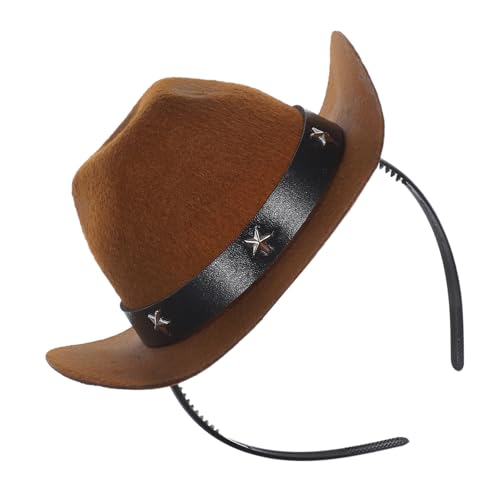VALICLUD Cowboyhut-Stirnband cowboyhut für Cowboyhut klein Cowboy-Stirnband Cowgirl-Accessoires Partyhut Stirnband Cowgirl Party Haarband Haustier-Cowboy-Hut Haustierhut Vlies Coffee von VALICLUD