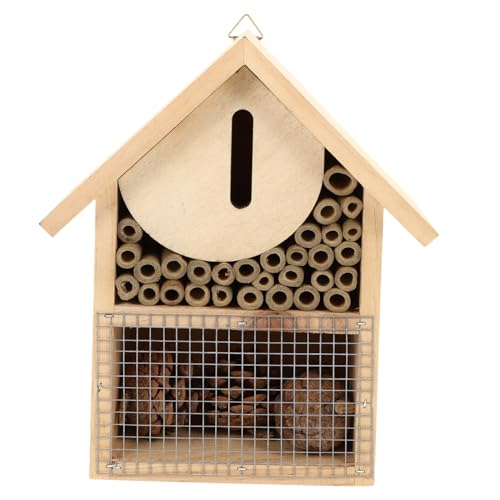 VALICLUD Holz Bienenhaus zum Aufhängen Wetterfestes Wildbienen Nisthaus Outdoor Insektenhotel für Garten und Terrasse Natürliche Nisthilfe aus Stabilem Material Fördert Gartenökologie von VALICLUD