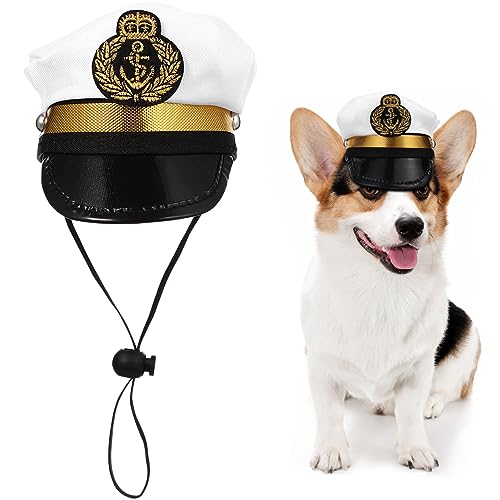 VALICLUD Kapitän Hut für Haustiere Welpe Seemann Hut Yacht Hut Verstellbarer Kostüm Hut für Katzen Hunde von VALICLUD