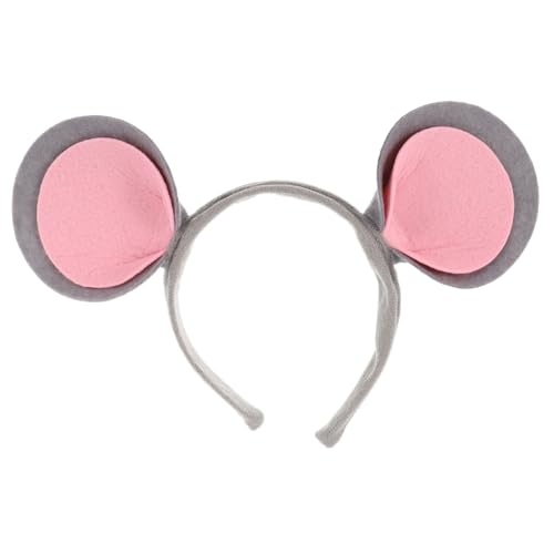 VALICLUD Rattenkopfschmuck Mäuseohren klein Mauskostüm für Erwachsene Rattenohren Stirnband Rattenohren Frauen Stirnband mit Welpenohren Halloween- -Ohr-Stirnband Plastik Hellgrau von VALICLUD