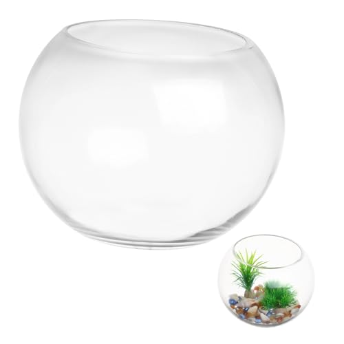 VALICLUD Runder Glasfischbehälter für Desktop Kleiner Goldfisch Aquarium Tank Klar für Pflanzen und Fische Dekorative Glasvase für Büro und Wohnzimmer von VALICLUD
