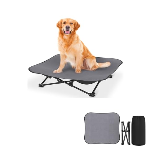 VANCHEMO Faltbares Hundeliege Größe M Hundebett Katzenbett 87x87x33 cm Atmungsaktiv Haustierliege Stabile Haustierliege mit Aufbewahrungstasche Orthopädisches Katzenbett für Indoor Outdoor Camping von VANCHEMO
