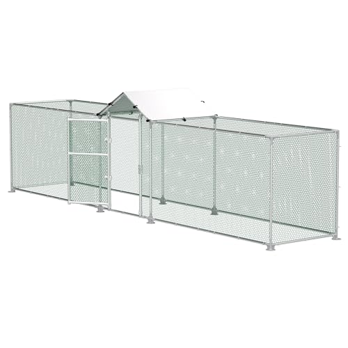 VANCHEMO Freilaufgehege Hühnerstall 5x1x1.5m Verzinkter Stahl Hühnerhaus Hühnergehege mit Sonnenschutzdach und Tür, Geflügelstall für Kleintiere und Haustierkäfig, Robuste Ställe & Käfige von VANCHEMO