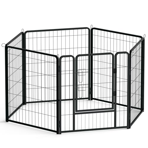 VANCHEMO Freilaufgehege Hund 6-teilig Welpenlaufstall Hundelaufstall 80cm hoch Hundezaun mit Türen Freigehege für Innen und Outdoor Tierlaufstall Hunde(6 Gitterplatten je 80 x 80 cm) von VANCHEMO