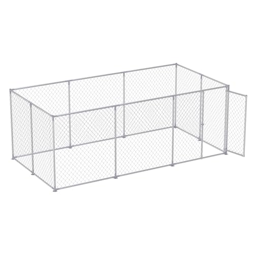 VANCHEMO Hundezwinger Outdoor Freilaufgehege Hundekäfig Groß Hundehaus Tierlaufstall Hundebox Verzinkter Hundehütte mit Schloss für Haustierkäfig (Rechteck, 400x200x150cm) von VANCHEMO