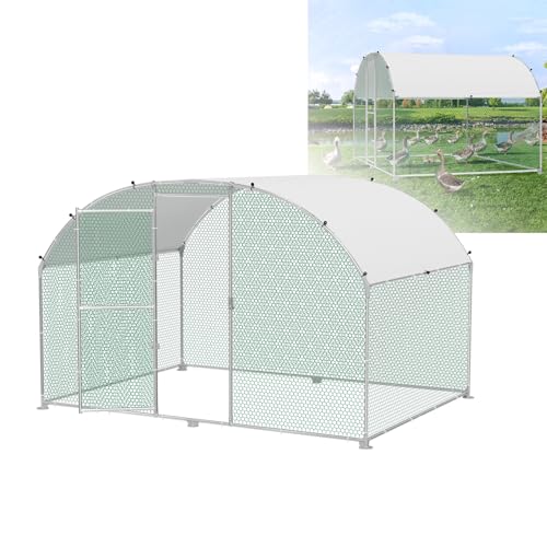 VANCHEMO Kuppeldach Hühnerstall 300x200x200cm Freilaufgehege Käfige Verzinkter Stahl Hühnerhaus Hühnergehege Ställe mit Sonnenschutzdach und Tür, Geflügelstall für Kleintiere und Haustierkäfig VANCHEMO Kuppeldach Hühnerstall 300x200x200cm Freilaufgehege Käfige Verzinkter Stahl Hühnerhaus Hühnergehege Ställe mit Sonnenschutzdach und Tür, Geflügelstall für Kleintiere und Haustierkäfig von VANCHEMO