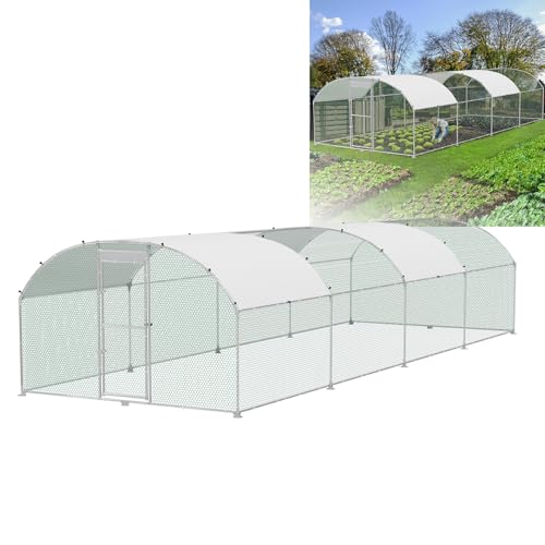 VANCHEMO Kuppeldach Hühnerstall 300x800x200cm Freilaufgehege Käfige Verzinkter Stahl Hühnerhaus Hühnergehege Ställe mit Sonnenschutzdach und Tür, Geflügelstall für Kleintiere und Haustierkäfig VANCHEMO Kuppeldach Hühnerstall 300x800x200cm Freilaufgehege Käfige Verzinkter Stahl Hühnerhaus Hühnergehege Ställe mit Sonnenschutzdach und Tür, Geflügelstall für Kleintiere und Haustierkäfig von VANCHEMO