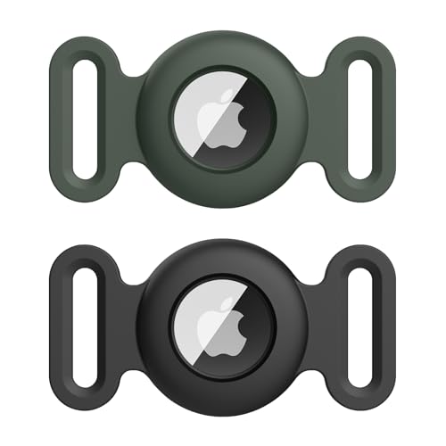 VANCLE 2 Stück Hülle für AirTag Hundehalsband Schutzhülle, Silikon Wasserdichtes Schutzhülle AirTag, Pet Loop Holder für AirTags, Hülle für Haustier Katzen Hundehalsbändern, Schwarz+Dunkelgrün VANCLE 2 Stück Hülle für AirTag Hundehalsband Schutzhülle, Silikon Wasserdichtes Schutzhülle AirTag, Pet Loop Holder für AirTags, Hülle für Haustier Katzen Hundehalsbändern, Schwarz+Dunkelgrün von Vancle