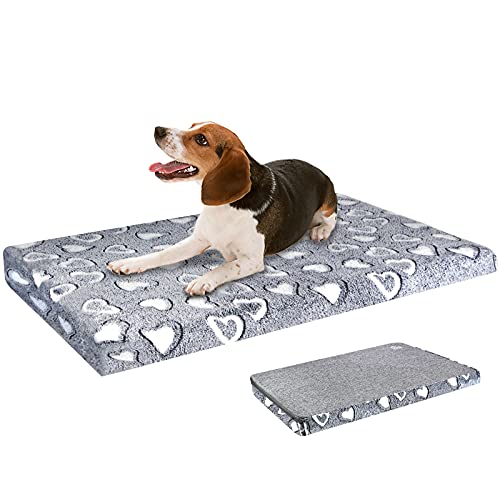 VANKEAN Hundebett Grosse Hunde Reversible kühl und warm, Hundematte Waschbar für Kiste mit wasserdichtem Innenfutter, Hundekissen mit Abnehmbarem, Maschinenwaschbarem Bezug, Grau von VANKEAN