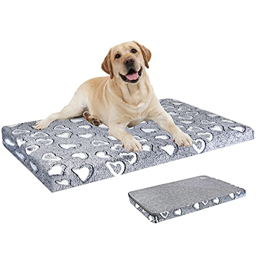VANKEAN Hundebett Grosse Hunde Reversible kühl und warm, Hundematte Waschbar für Kiste mit wasserdichtem Innenfutter, Hundekissen mit Abnehmbarem, Maschinenwaschbarem Bezug, Grau von VANKEAN