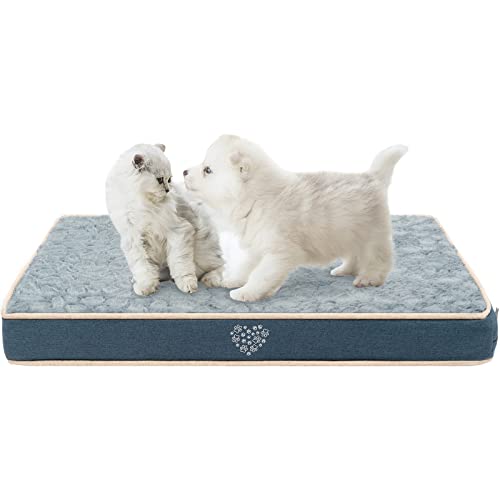 VANKEAN Hundebett wasserdichte Reversible (Kühl und Warm), Abnehmbarer Innenfutter, Flauschig Hundematte für Kleine bis Große Hunde, Hundekissen mit Ergonomisch Design, Marineblau/Grau von VANKEAN