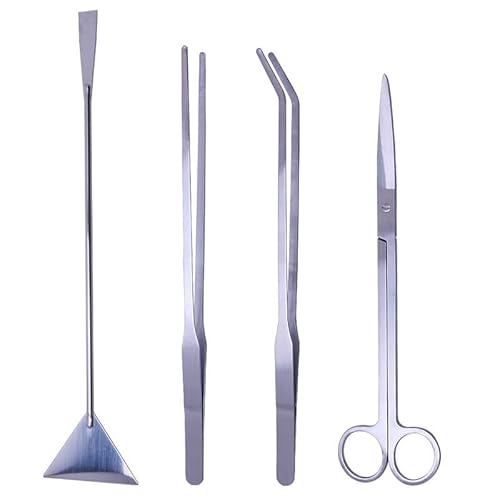 Aquarium Aquascaping Tools Set 4-teilig - Edelstahl-Kit mit Spatel, gerader & gebogener Pinzette und gerader Schere für Pflanzenschnitt und Substratpflege Aquarium Aquascaping Tools Set 4-teilig - Edelstahl-Kit mit Spatel, gerader & gebogener Pinzette und gerader Schere für Pflanzenschnitt und Substratpflege von VANSUKY