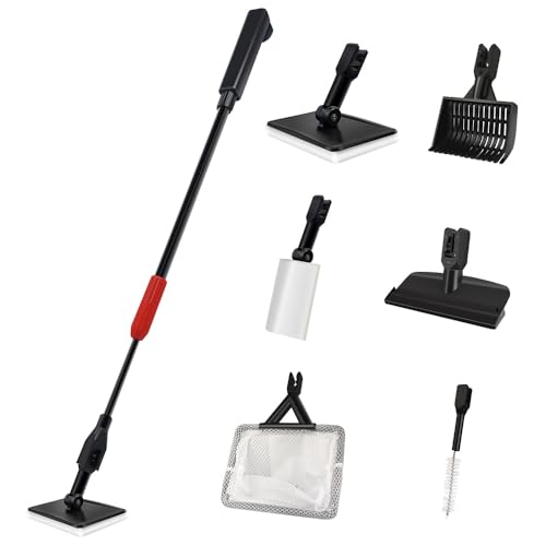 VANSUKY 6-in-1 Aquarium Reinigungswerkzeug Set - Ausziehbares Aquarium Reiniger Kit mit Netz, Schwammbürste, Algenschaber, Kiesrechen, Rohrbürste - Langlebiger rostfreier Kunststoff, 83,3 cm Griff VANSUKY 6-in-1 Aquarium Reinigungswerkzeug Set - Ausziehbares Aquarium Reiniger Kit mit Netz, Schwammbürste, Algenschaber, Kiesrechen, Rohrbürste - Langlebiger rostfreier Kunststoff, 83,3 cm Griff von VANSUKY
