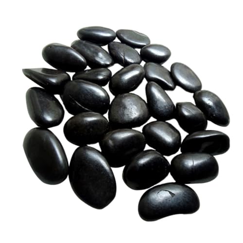 VANZACK 1 Packung schwarzer Naturstein Felsen dekorative Kieselsteine polierte Steine gartendekoration gartendeko rostoptik Natural Pebbles Aquarium Steindekor Fischtankverzierung Black von VANZACK
