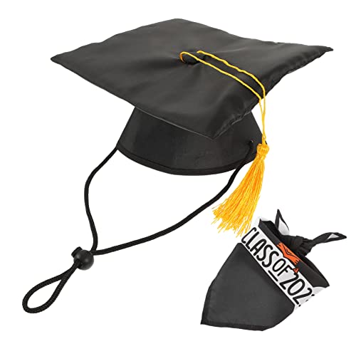 VANZACK 1 Satz Abschlusskappe mit Bandana für Graduierung Outfit Verstellbare Hundemütze und Halsband für Unvergessliche Erinnerungen Abschlussfeiern und Besondere Anlässe von VANZACK