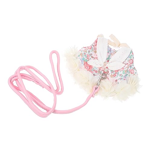 VANZACK 1 Satz Hasenkleidung und Leine Hasenweste Haustier Mini klein Kaninchen hasenkostüme Bunny Costume dekoratives Hasengeschirr Katze dekoratives Kleidungsstück Baumwolle Rosa von VANZACK