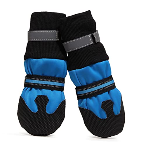 VANZACK 1 Satz Hundeschuhe Isoliert Züchten Größe Winterschuhe Für Hunde Stiefel Pfoten Outdoor-Schuhe Für Hunde Griff Schutz Mittel Hündchen Walking -Accessoires Haustier Gefüttert Blue von VANZACK