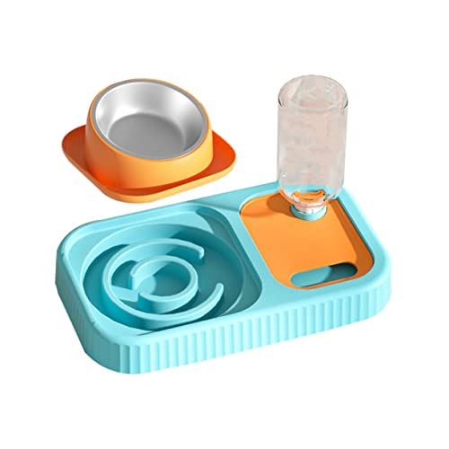 VANZACK Futternapf Für Haustiere Doppelspender Katzenfutter Automatischer Wasserspender – Matte Abnehmbar Haustierbedarf Katzenwasserfutterspender von VANZACK