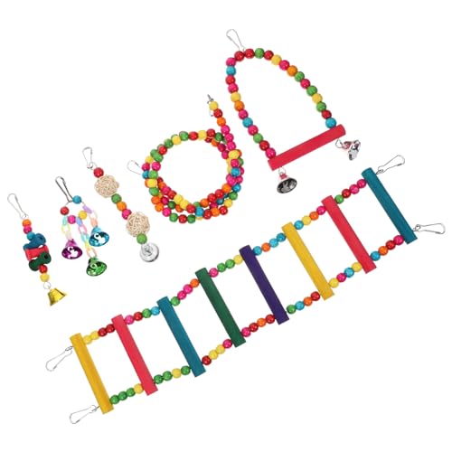 VANZACK Papagei Spielzeug Set Leiter Schaukel Brücke Holz Vogel Spielzeug für Nymphensittich Sicher für Geistige Körperliche Spiele VANZACK Papagei Spielzeug Set Leiter Schaukel Brücke Holz Vogel Spielzeug für Nymphensittich Sicher für Geistige Körperliche Spiele von VANZACK