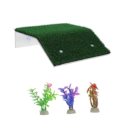 VANZACK 1 Satz Simulation Rasen Fun Lotta lustig Reptilienbox Climbing Place Reptilienterrassen Dekorationen für Schildkrötenpanzer Schildkrötenterrassen Sonnengrüner Rasen Plastik Green von VANZACK