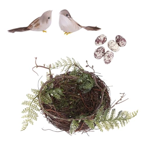 VANZACK 1satz Handgefertigtes Dekoratives Vogelhaus Aus Weide Hochwertiges Vogelnest Für Kleine Vögel Als Hochzeitsfoto-Requisite Mit Kleinen Vögeln Und Eiern Für Innen Und von VANZACK
