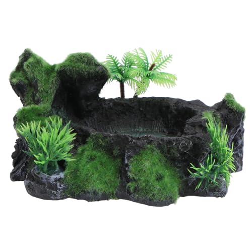 VANZACK 1 Stück Beflockung Stumpf Schildkröte Topf Haustier Essen Becken Lebensmittel Schüssel Reptilien Reptil Moos Schildkröte Pet Feeder Pet Supply Harz von VANZACK
