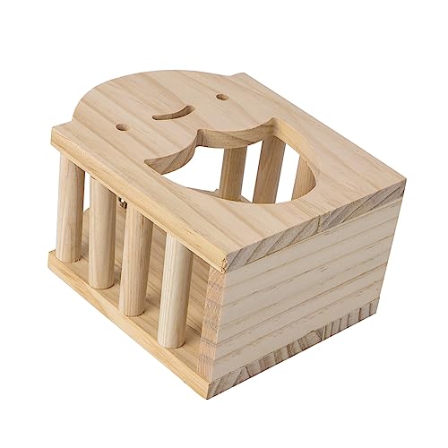 VANZACK 1 Stück Kaninchengrasbecken Heu für Kaninchen Nahrungssuche Heu Meerschweinchen Trog Kleintier Heuraufe Nager Futterstation Essen Holzgestell Hasenständer aus Holz hölzern Beige von VANZACK