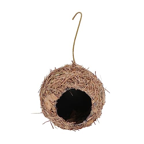 VANZACK 1 Stück Vogelnest Aus Stroh Papageienspielzeug Dekoratives Hängenest Futterspender Mikro-landschaftsschmuck Vogeltränke Für Käfig Natürlicher Kolibri Vogel- Käfige Coffee Gras von VANZACK