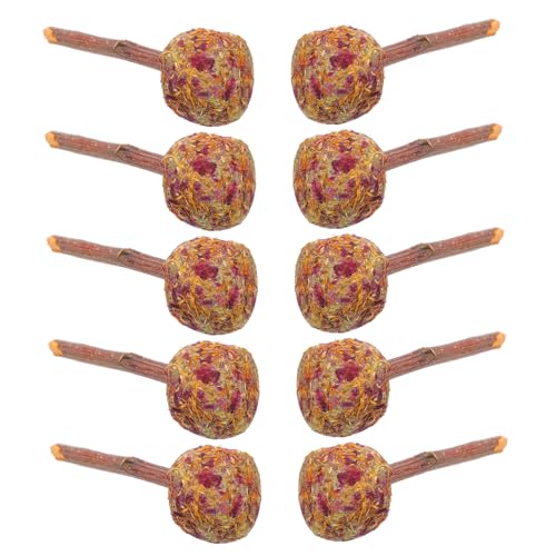 VANZACK 10 Stück Beißstab für Kaninchen Kleintier Kauspielzeug Meerschweinchen Zahnreinigung Kaninchen beißendes Futter rollende kauende kleine Tiere Meerschweinchen-Kaustock Apfelzweig von VANZACK