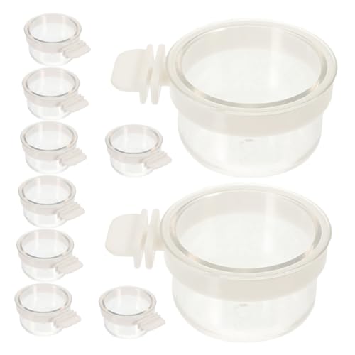 VANZACK 10 Stück Vogel Geteilte Food -Box Wachtel-Feeder Käfigbecher Für Hühner Hühnerbecher Vogelfutterautomat Für Käfig Vogeltränkeschale Ersetzen Blauer Hase Acryl Transparent von VANZACK